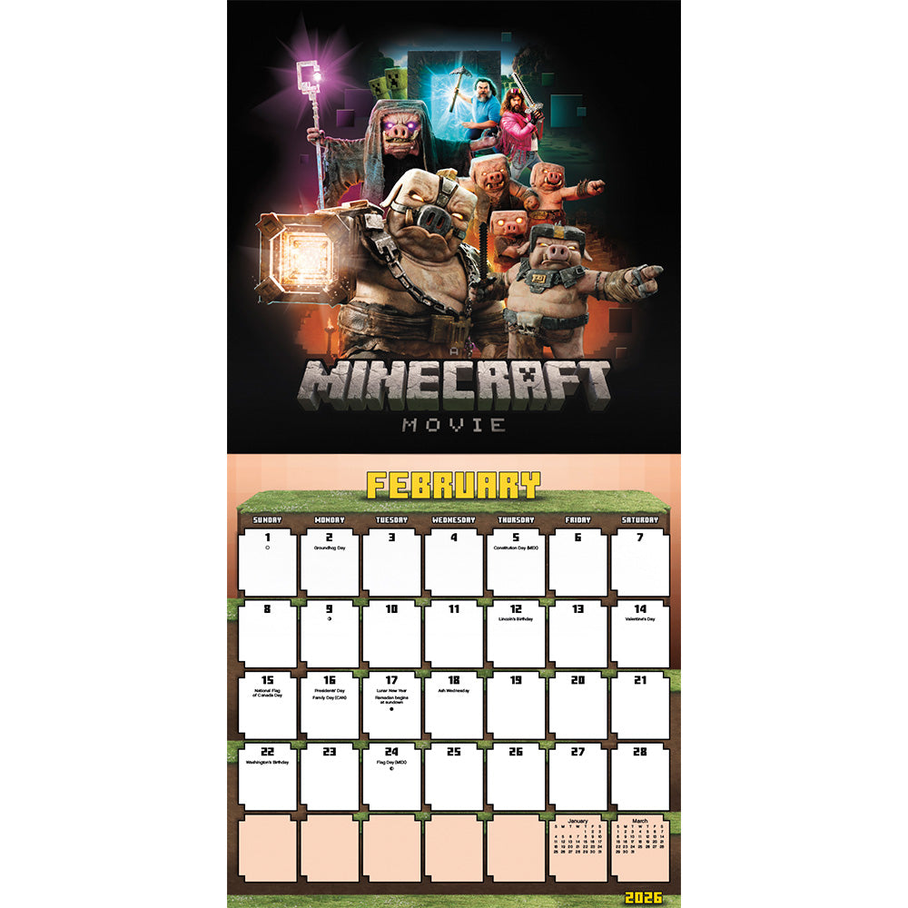 A Minecraft Movie 2026 Wall Calendar