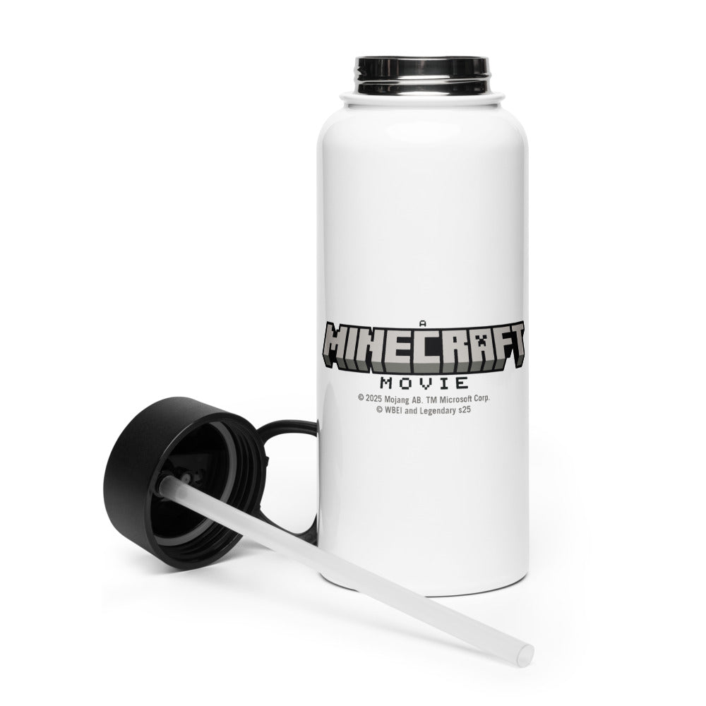 A Minecraft Movie Chicken Jockey Stainless Steel Water Bottle with a Straw Lid