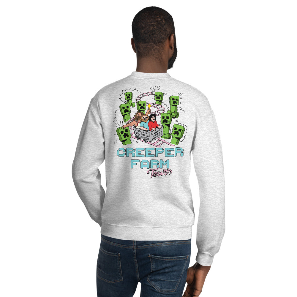 A Minecraft Movie Creeper Farm Tours Adult Crewneck Sweatshirt