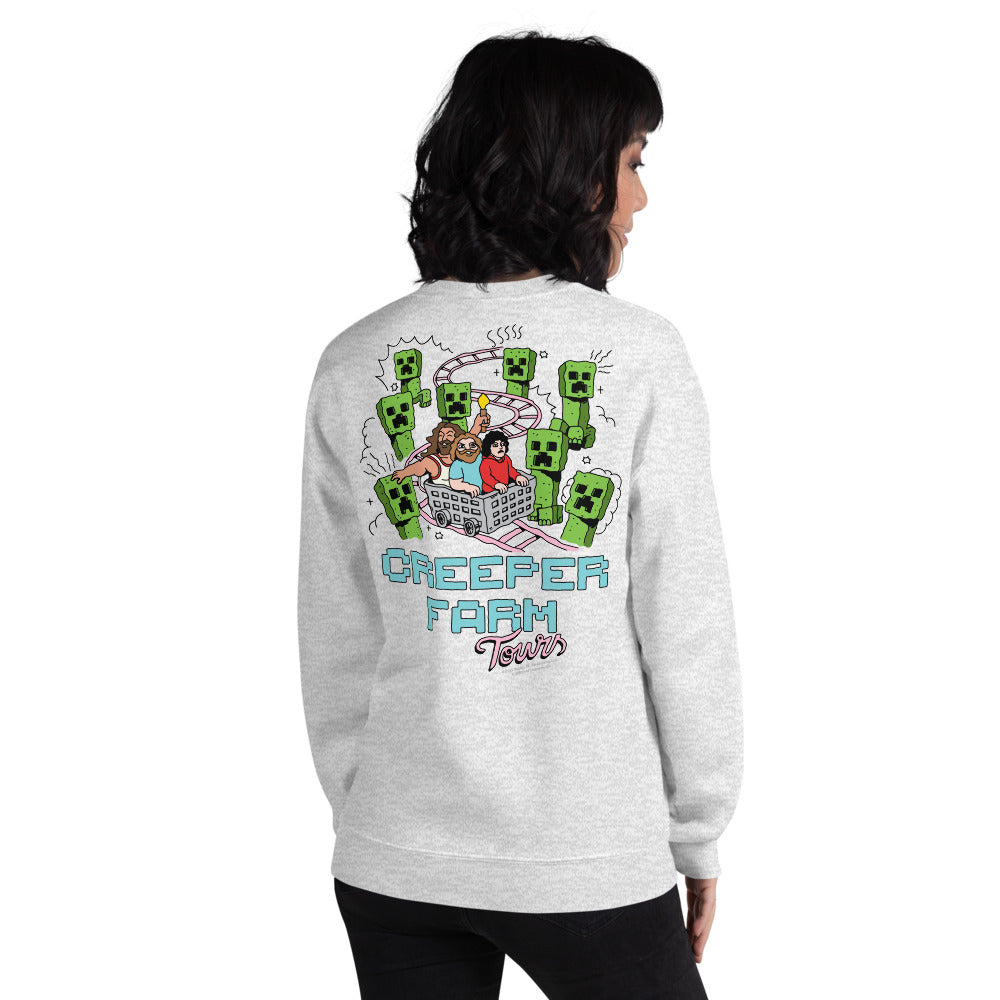A Minecraft Movie Creeper Farm Tours Adult Crewneck Sweatshirt